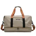 Grande borsa da viaggio sportiva con separazione bagnato asciutto e tracolla vista principale - Kaki