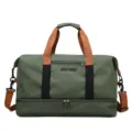 Grande borsa da viaggio sportiva borsone da palestra con scomparto scarpe tracolla - Verde