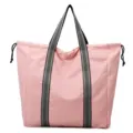 Grande borsa da viaggio in tessuto Oxford rosa con manici a righe e chiusura con coulisse - Rosa