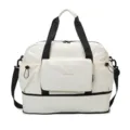 Large capacity travel duffel bag with bottom compartment, foldable waterproof weekender bag. - White