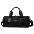 Borsa da palestra sportiva nera grande capacità con manici in pelle per viaggi e fitness. - Nero