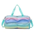 Borsa da palestra arcobaleno pastello con scomparto scarpe, grande borsa da viaggio. - Verde