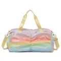 Borsa da palestra da viaggio con gradiente arcobaleno e cinghie gialle capiente. - Giallo