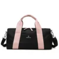 Waterproof gym duffel bag with shoe compartment large capacity sports travel workout bag for women. - Black Pink