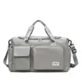Grande borsa da viaggio grigia in tessuto oxford con tasche multiple e vano scarpe. - Grigio chiaro