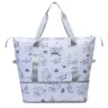 Große Reise-Fitness-Tasche für Damen, süßer Cartoon-Bär-Druck Oxford-Stoff Wochenendtasche. - Erweiterbare Version / Kätzchen Weiß