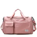 Pink travel duffel bag large capacity gym bag with shoe compartment oxford cloth variant SKU - Pink