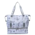 Große Oxford Stoff Reisetasche mit Bäumen Motiv und Nass Trocken Fach für Fitness. - Mit Schuhfach / Kätzchen Weiß