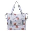 Große Reise-Damentasche mit niedlichem Bären-Print, Oxford Fitness-Sporttasche mit Schuhfach. - Mit Schuhfach / Bär Beige