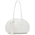 Weisse Bowling Handtasche mit Litschi Textur, lässige elegante Umhängetasche für Damen. - Weiß