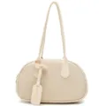 Cremeweisse Bowling Handtasche aus Knorpel-Leder Schultertasche Damen Alltag Casual elegant - Beige