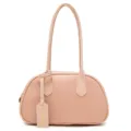 Rosa bowling schultertasche aus genarbtem leder, elegante umhängetasche für damen. - Rosa