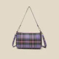 Borsa a tracolla baguette a quadri viola retro da donna borsa casual versatile nuova - Viola