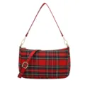 Borsa baguette a quadri rossi con doppia cinghia e stile retro chic ed eleganti. - Rosso