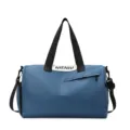 Blue oxford cloth gym bag with independent shoe compartment for yoga sports and travel. - Dark Blue
