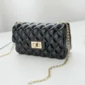 Schicke schwarze gesteppte Jelly Umhängetasche für Damen, trendige Kette Schultertasche. - Schwarz