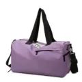 Purple sports duffel bag for women, waterproof gym bag with shoe compartment and strap. - Purple