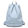 Zaino da viaggio sportivo in tessuto oxford impermeabile azzurro con vano scarpe separato. - Blu