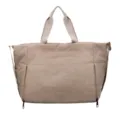 Large capacity tote bag for women, casual travel handbag, simple solid color shoulder bag. - Khaki