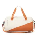 Large capacity sports gym duffel bag in beige and orange, casual travel shoulder bag. - Orange-Red (Without Label)