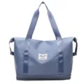 Borsa da viaggio sportiva espandibile blu, grande borsone da palestra con scomparto umido. - Blu
