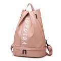 Zaino in pellicola rosa con scomparto scarpe separato, borsa da viaggio fitness sport. - Rosa