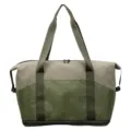 Large capacity travel duffel bag for women, green grid fitness sports gym luggage bag. - Green