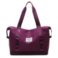 Purple double layer expandable travel duffel bag for fitness yoga gym luggage carry on - Deep purple