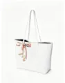 Schlichte große Shopper Handtasche mit eleganter Schal Schleife Dekoration für Damen. - Weiß