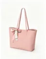 Rosa Shopper Handtasche mit Seidentuch Schleife, elegante große Damentasche für den Alltag. - Rosa