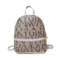Women fashion mini backpack casual monogram printed shoulder bag daily daypack white - Gray