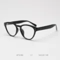 Black TR90 retro cat-eye optical glasses frame with stylish design for daily wear. - Glossy Black C1