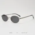 Vintage Petite Ovale Métal Lunettes de Soleil Rétro Unisexe Tendance Cadre Lunettes - Argent mat avec verres gris C3