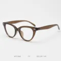 Detailed view of retro brown cat-eye optical glasses frame, stylish design for daily wear. - Brown Tea C3