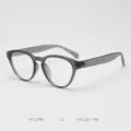 Grey translucent TR90 vintage cat-eye eyeglasses frame for daily optical wear and fashion. - Transparent Grey C3