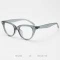 Grey cat-eye optical glasses frame, vintage style clear lens spectacles detail view. - Haze Blue C8