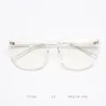 Clear frame optical glasses detail view, vintage large frame design, lightweight transparent br. - Transparent White C3
