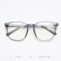 Clear grey acetate optical eyeglasses frame, vintage big square glasses frame for daily wear. - Haze Blue C5