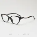 Stylish black cat-eye eyeglass frame for women, lightweight TR90 optical glasses, chic design. - Glossy Black C1