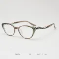 Fashion cat-eye eyeglass frame, gradient green and brown optical glasses for women, stylish clear lenses. - Tea Center with Green Rim C2