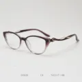 Detail view of fashionable cat-eye TR90 optical glasses frame with gradient purple finish. - Gradient Purple C4