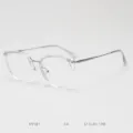 Detail view of the cat-eye metal optical glasses frame, clear rim and fine temples. - Transparent White Silver C4