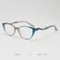Fashion cat eye TR90 optical eyeglass frame for women with gradient blue clear finish. - Medium Gray with Blue Border (C5)