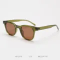 Detailed view of trendy TR90 polarized retro square sunglasses in stylish olive green. - Olive Green with Tea Lenses C13