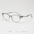 Clear grey cat eye TR90 eyeglass frame for women fashion optical prescription glasses close up view - Gradient Grey C7