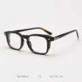 Detailed view of Japanese vintage acetate optical glasses frame in stylish tortoise shell. - Tortoiseshell (C3)