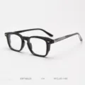 Vintage acetate optical glasses frame for men and women, classic retro clear lens eyewear. - Glossy Black with Transparent Legs (C4)