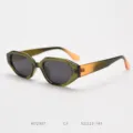 Trendy polygon polarized sunglasses with unique green and orange gradient frames for street style. - Olive Green Gray C3