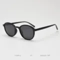 Retro style TR90 polarized sunglasses for men and women, classic black round frame. - Glossy Black Full Gray C1