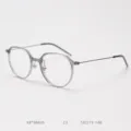 Stylish lightweight titanium slim frame optical glasses for men and women, trendy round eyewear. - Transparent Grey C3